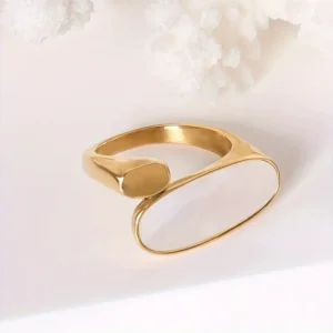 Oval Moonstone  Golden Ring