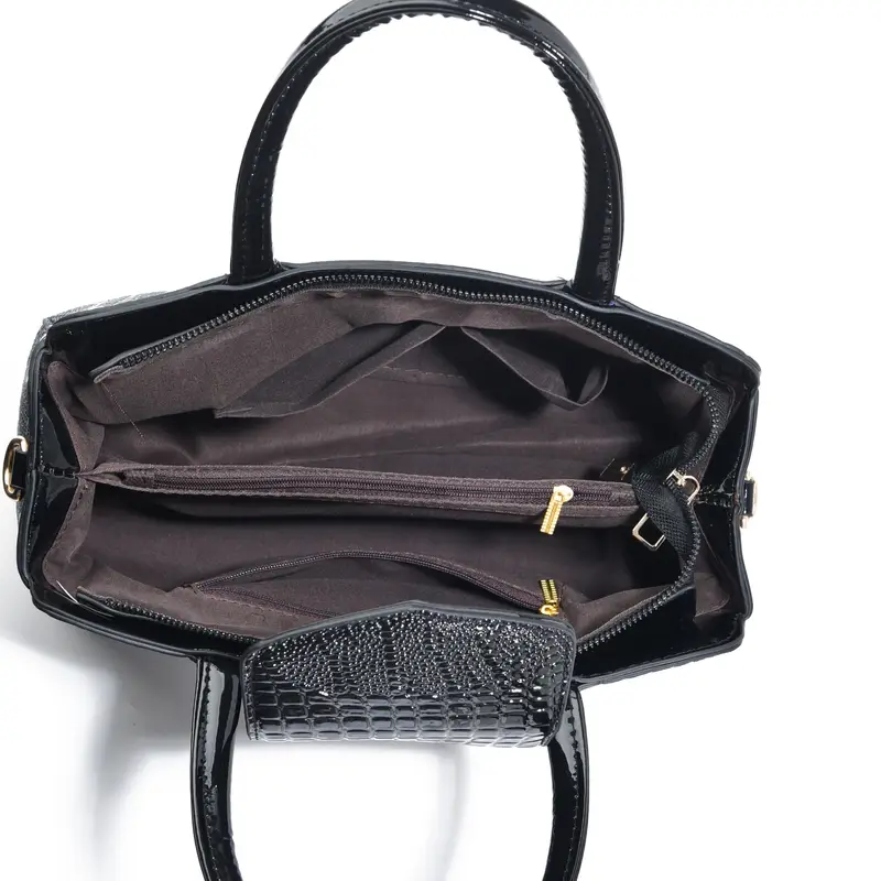 Black Crocodile Tote Bag - Image 4