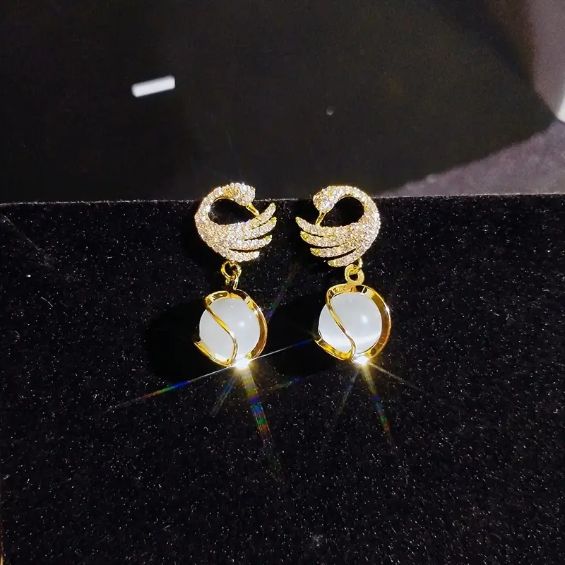 Swan Moonstone Earrings - Image 3