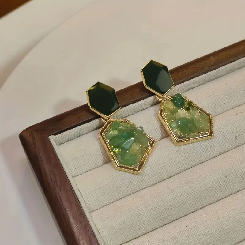 Emerald Cascade Earrings - Image 3