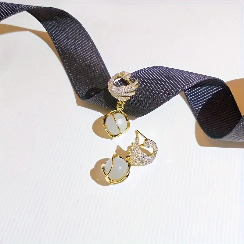 Swan Moonstone Earrings - Image 4