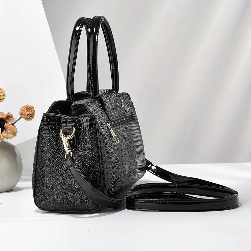 Black Crocodile Tote Bag - Image 2