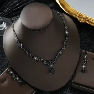 Rose Gold Crystal Black  Vine Jewelry Set