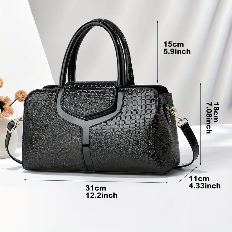 Black Crocodile Tote Bag - Image 5