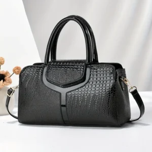 Black Crocodile Tote Bag
