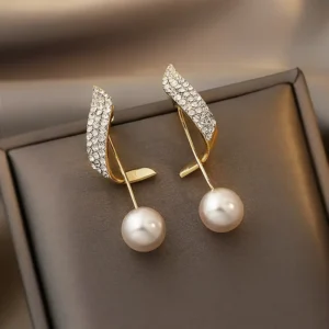 Crystal Wave Pearl Earrings